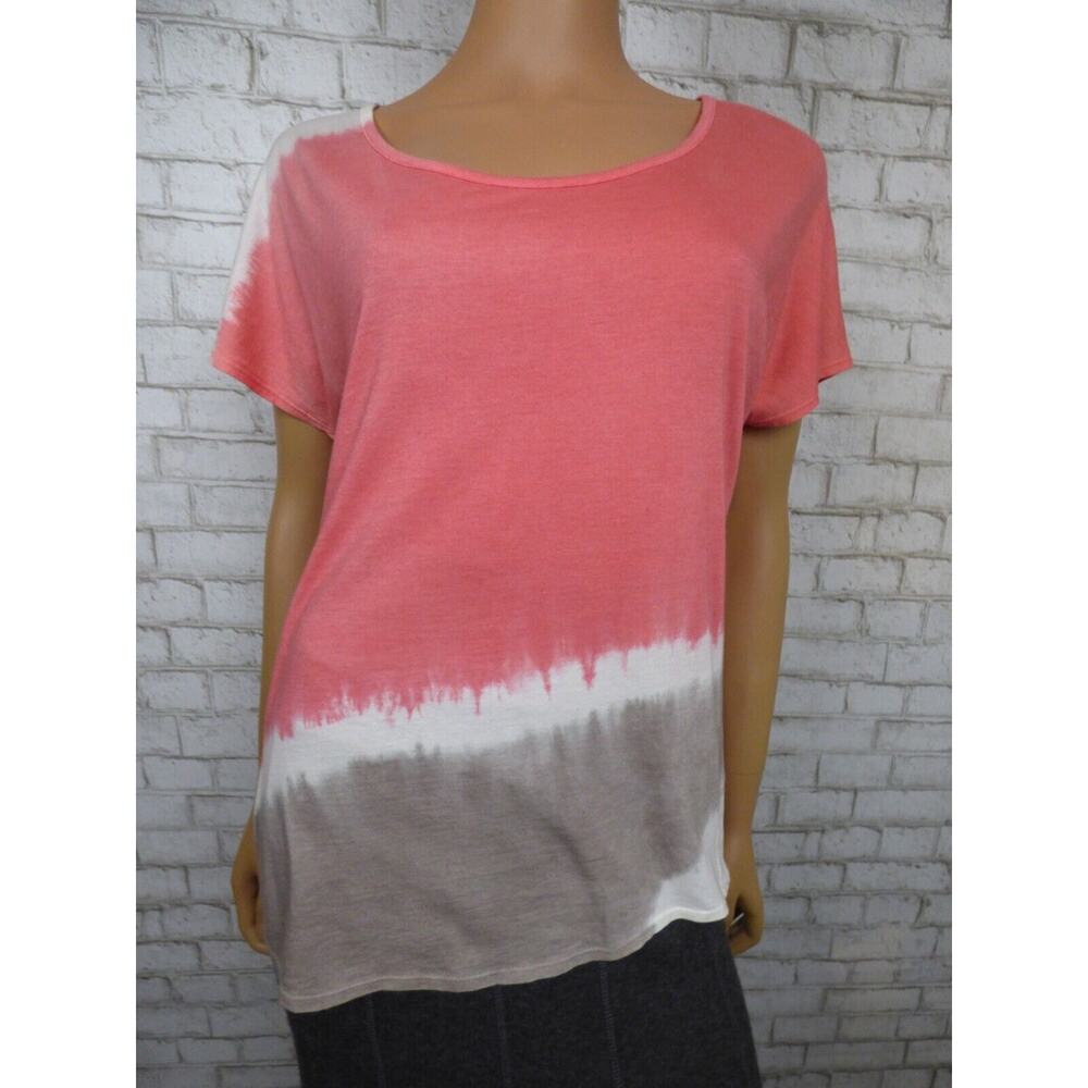 Soft by Joie Hibiscus Grey Short Sleeve Tie Dye Tee Small NEW